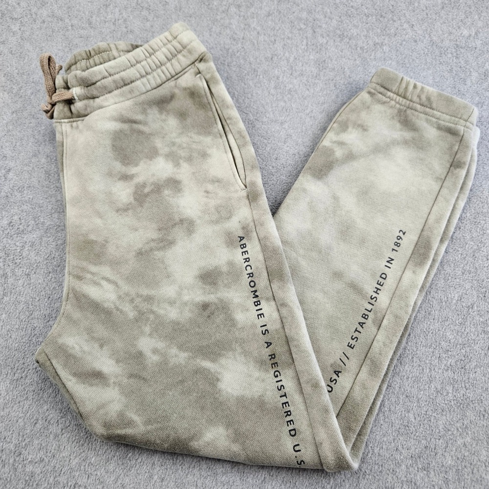 ABERCROMBIE KIDS Sweatpants Unisex 9/10 Green Tie Dye Logo Joggers Loungewear